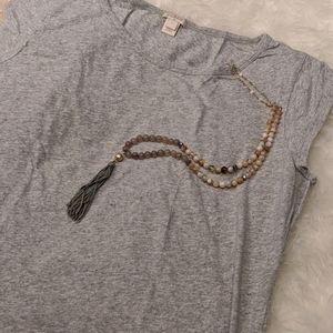 J Crew Light Heather-Gray Muscle T-shirt Size L